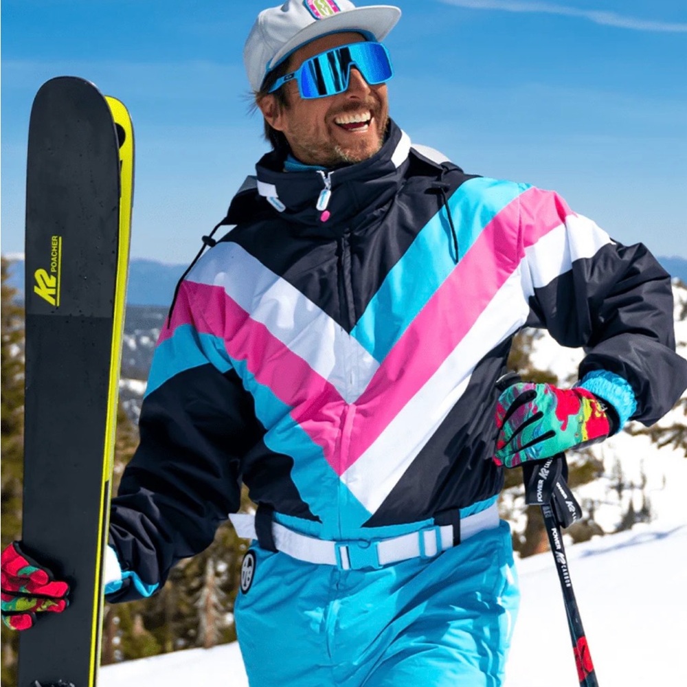 Tipsy Elves Men’s Pastel Pro Snow Suit in Blue, Pink, and Black Size XL, XXL